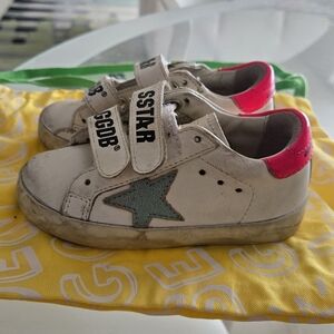 Golden Goose Kids Toddler Girl White and Pink Sneakers